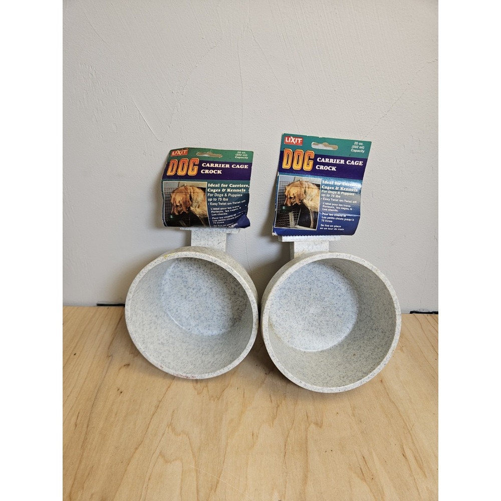 Lixit Dog Pet Carrier Cage Crock 20 oz QLCC-20 Kennel Animal Bowl Lot of 2